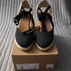 J.Crew Black Canvas Espadrille Wedges
